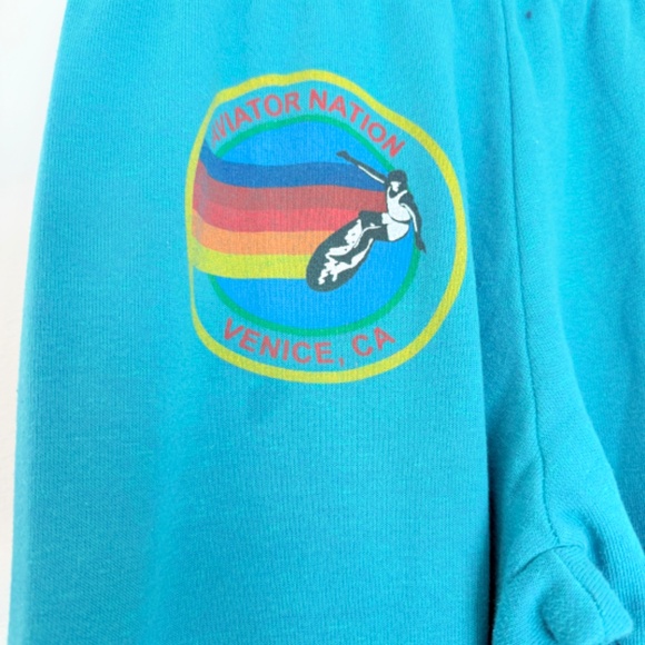 Aviator Nation Teal Blue VENICE CA Pullover Sweatshirt & Jogger Set - Picture 7 of 12